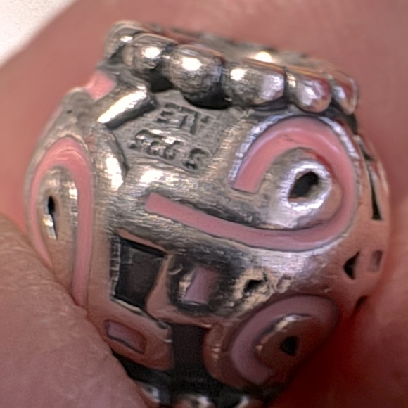 GENUINE PANDORA BREAST CANCER AWARENESS CHARM SILVER - Picture 2 of 2